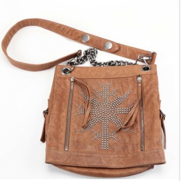 Thomas Wylde Studded Brown Leather Messenger Bag